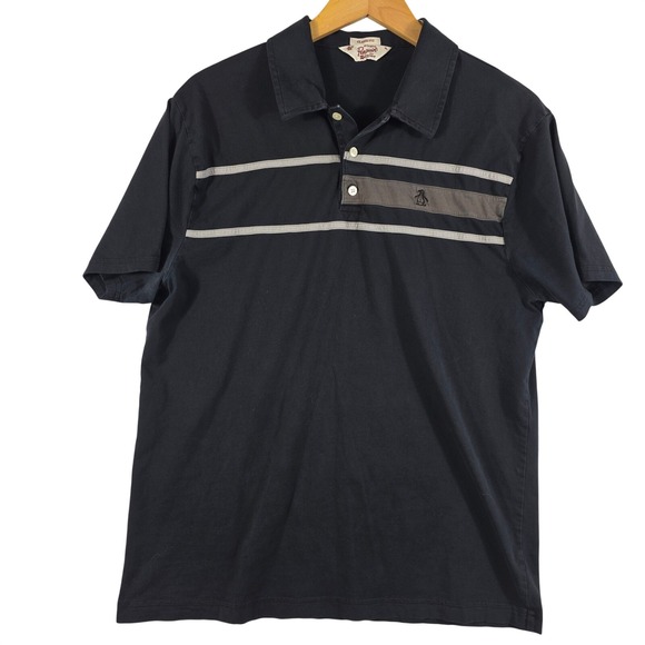 Original Penguin Other - Original Penguin Polo Shirt Mens XL Black Striped Classic Fit Short Sleeve